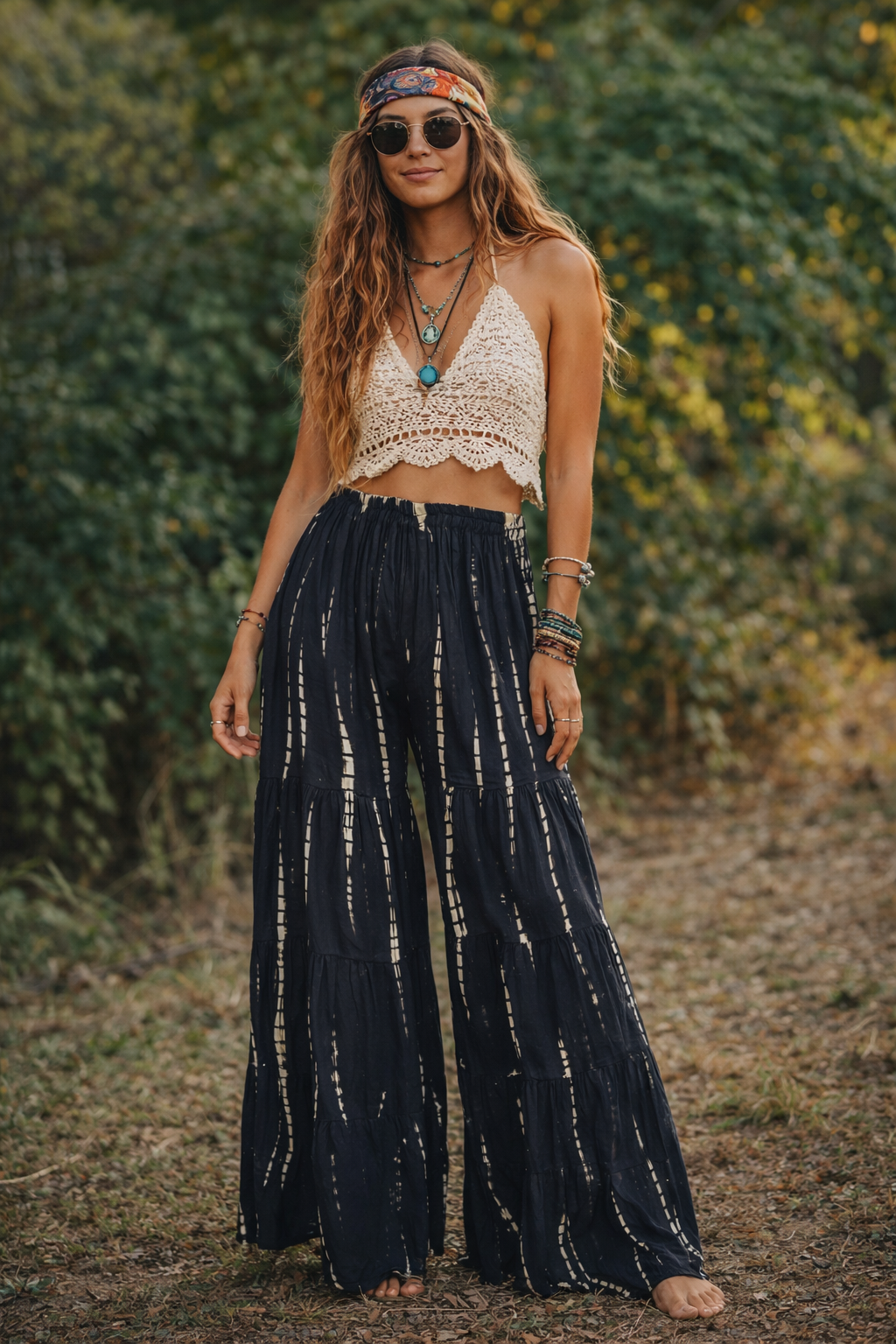 Tie-Dye Tiered Boho Palazzo Pants