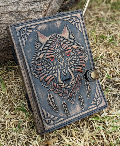 Wolf Embossed Leather Journal