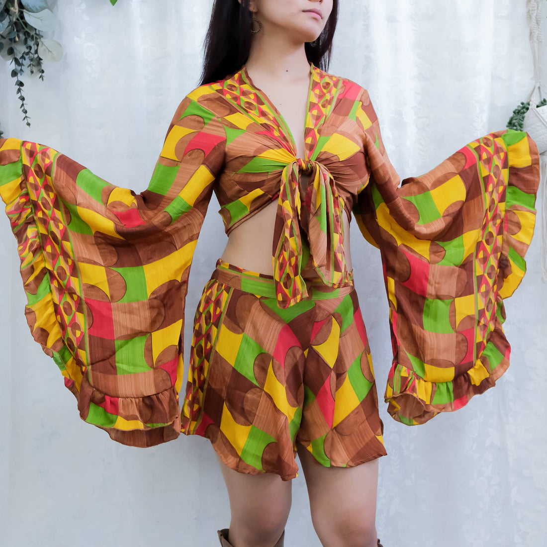 Festival Two Piece Shorts + Ruffle Sleeve Top