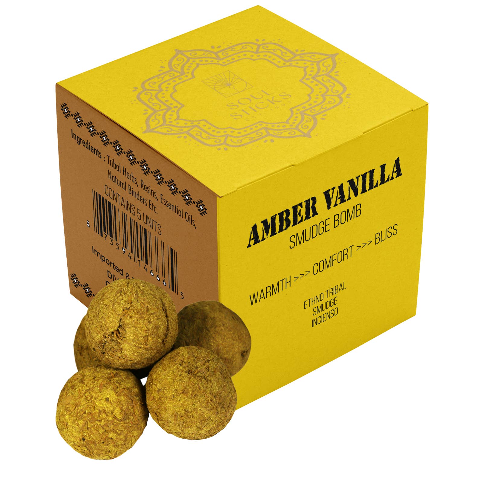 Amber Vanilla Smudge Bombs w/ Burner 2.5" x 2.5"