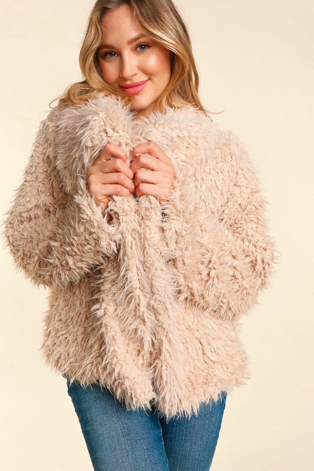 Faux Tibetan Lamb Fur Jacket - Random Hippie