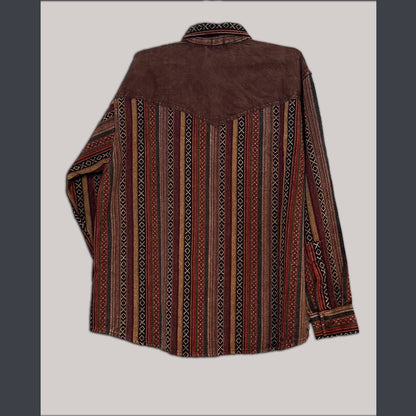 Mens Heavy Cotton Patchwork Button Up