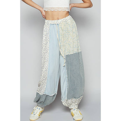 Adjustable Waistband Contrast  Pants