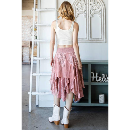 MULTI LACE MIXED MID SKIRT: BLACK / M - Random Hippie
