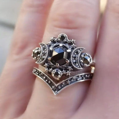 Unisex Gothic Engagement Ring Set - Random Hippie