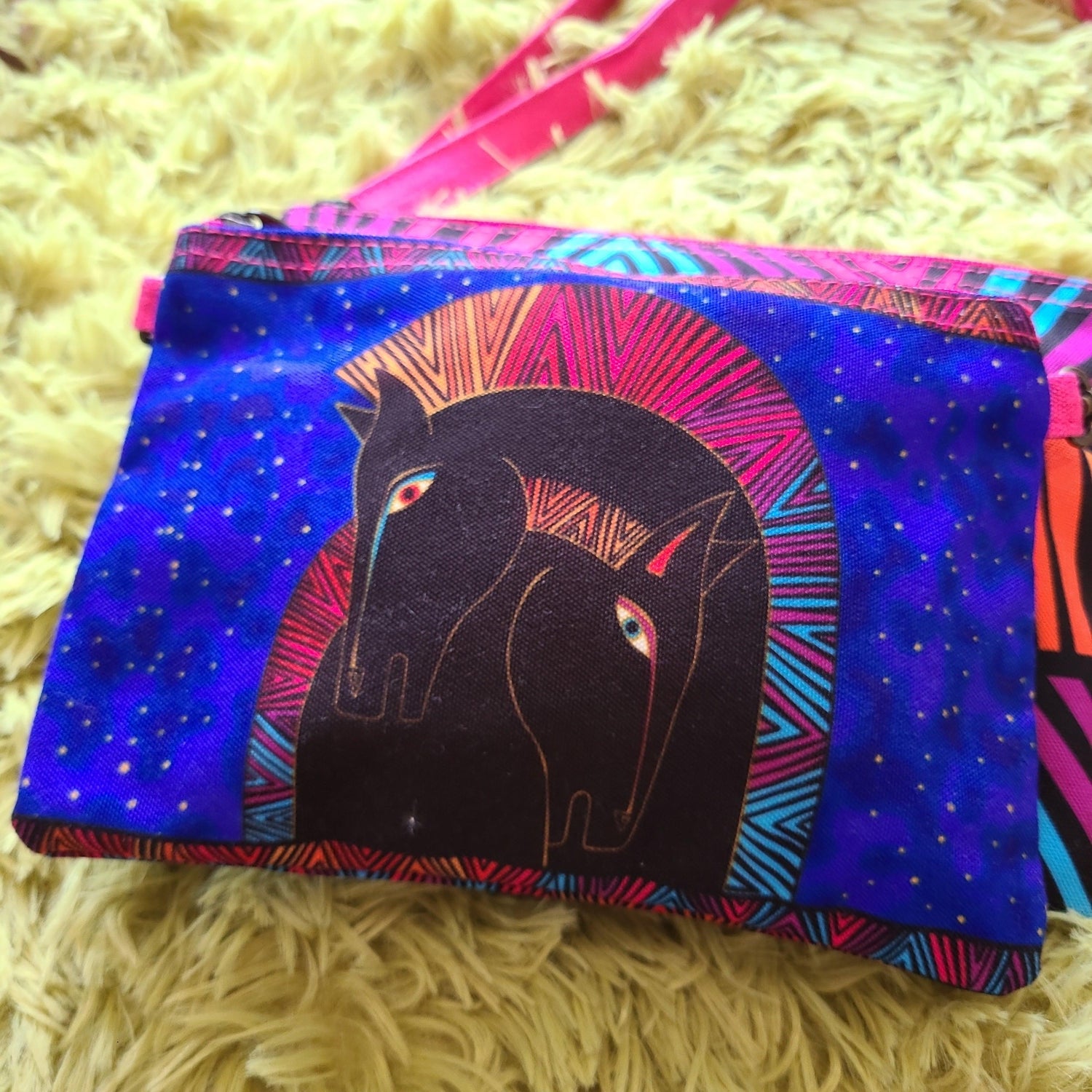 2pc Canvas Crossbody and Pouch Set with Embracing Horses Design - Random Hippie