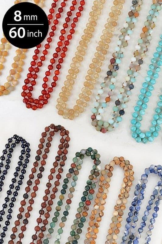 8mm 60&quot; Semi Precious Beaded Necklace.