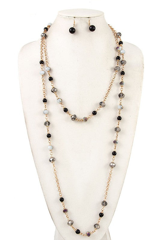 Glass and Pearl Beaded Necklace Set - Random Hippie