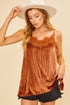 PLEATED A LINE VELVET LACE TRIP CAMI TOP_ AT0206 - Random Hippie
