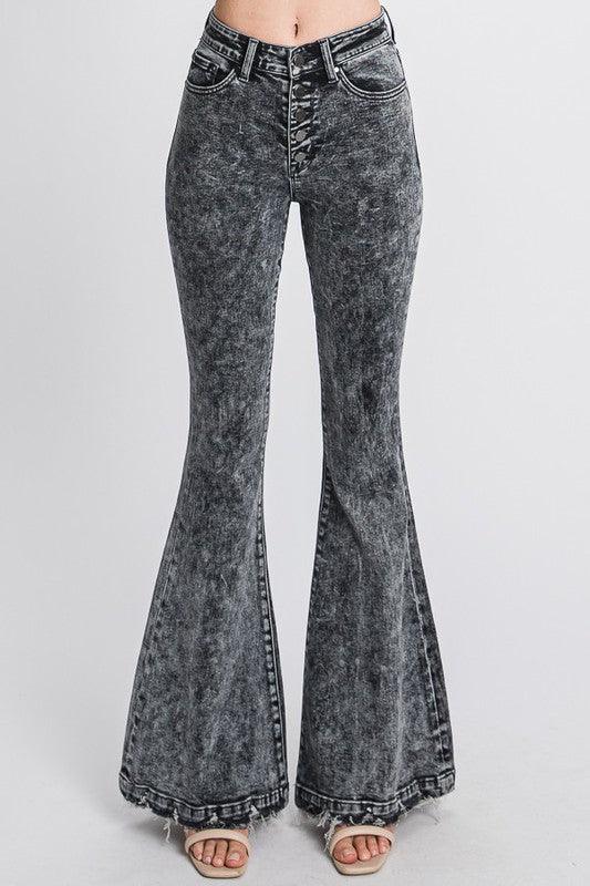 Acid Wash Bell Bottom Jeans - Random Hippie