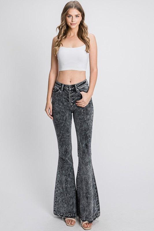 Acid Wash Bell Bottom Jeans - Random Hippie