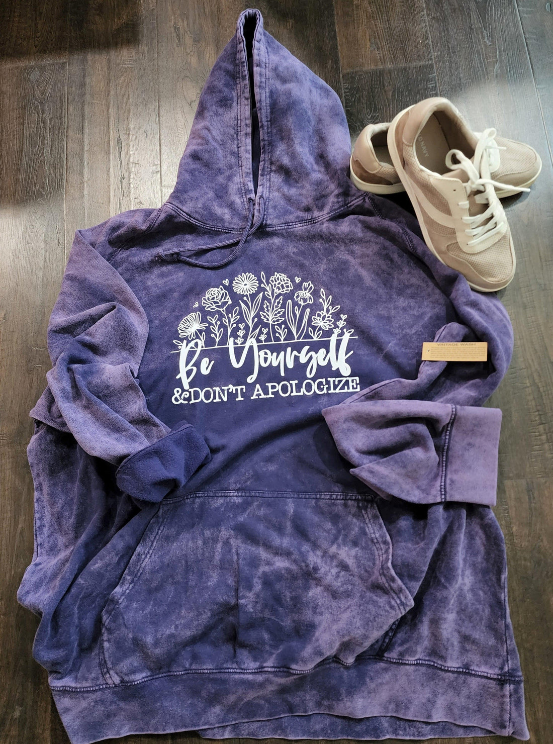 Be Yourself Purple Mineral Wash Hoodie.