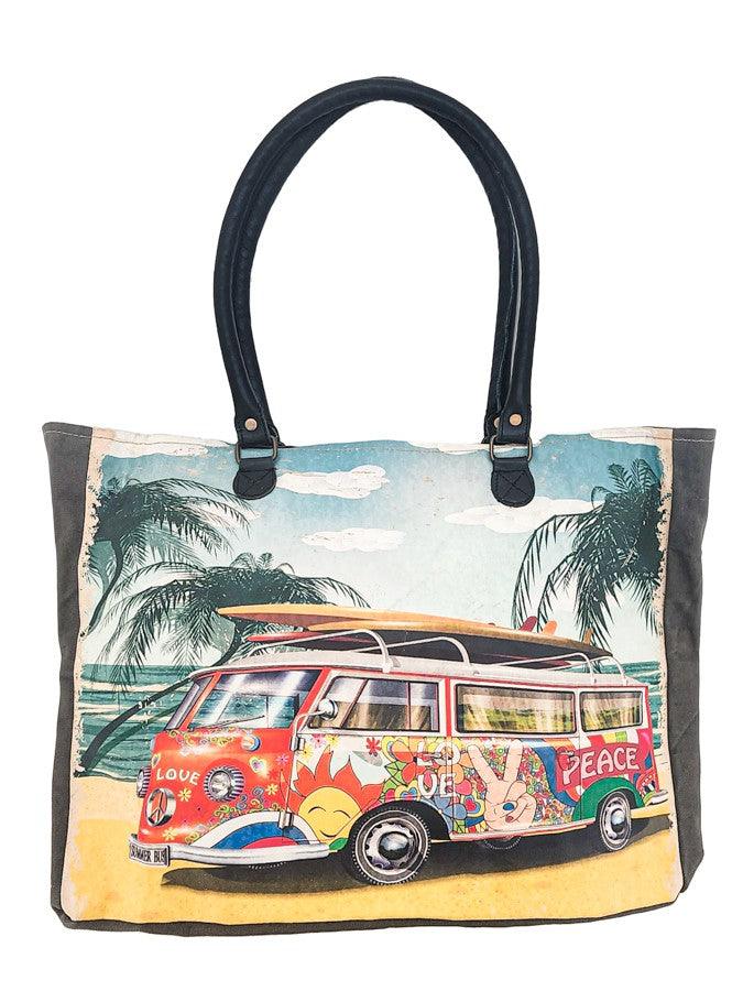 Beach Bus Market Tote Bag - Random Hippie