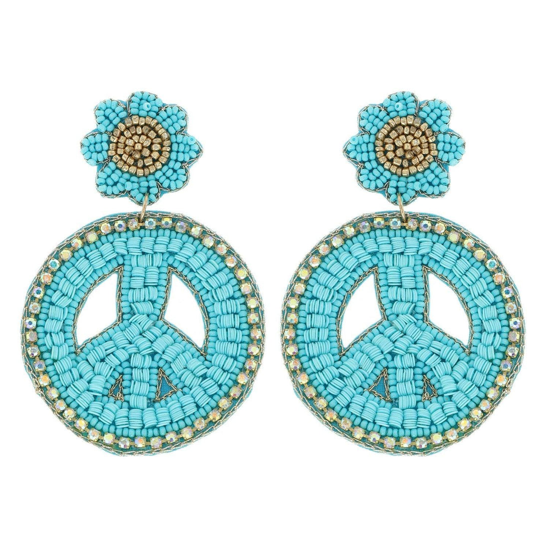 Beaded Peace Symbol Earrings - Random Hippie