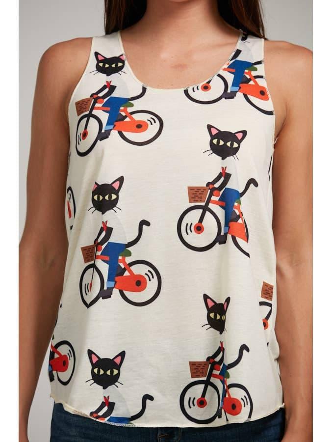 Black Cat on a Bike Tank Top - Random Hippie