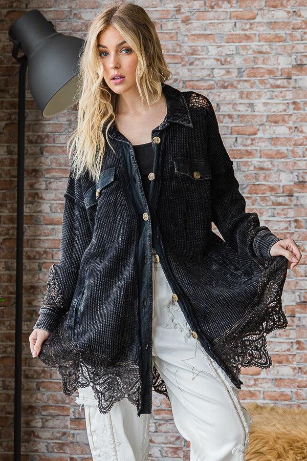 Button Down Shirt With Lace - Random Hippie