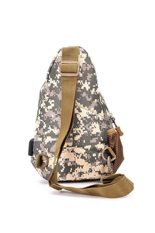 Camo Sling Backpack.