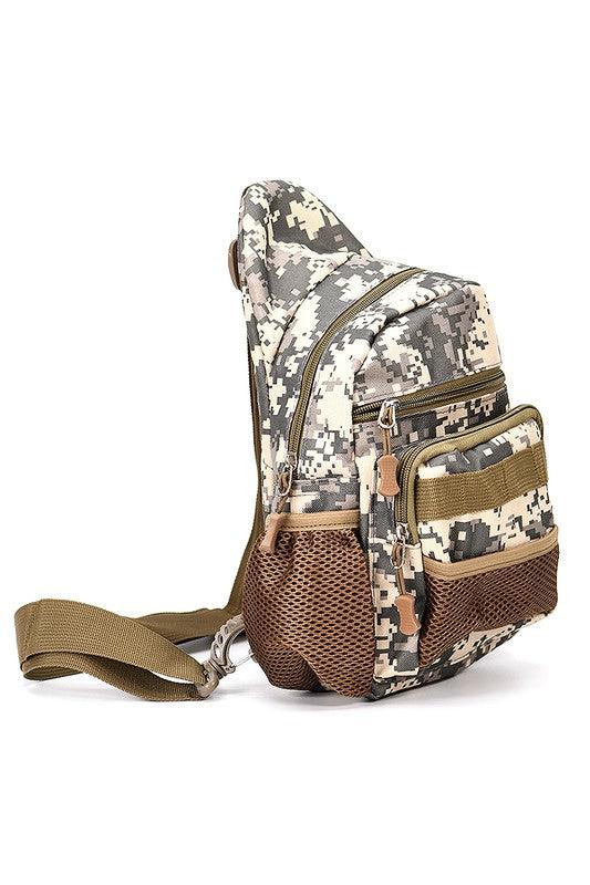 Camo Sling Backpack.