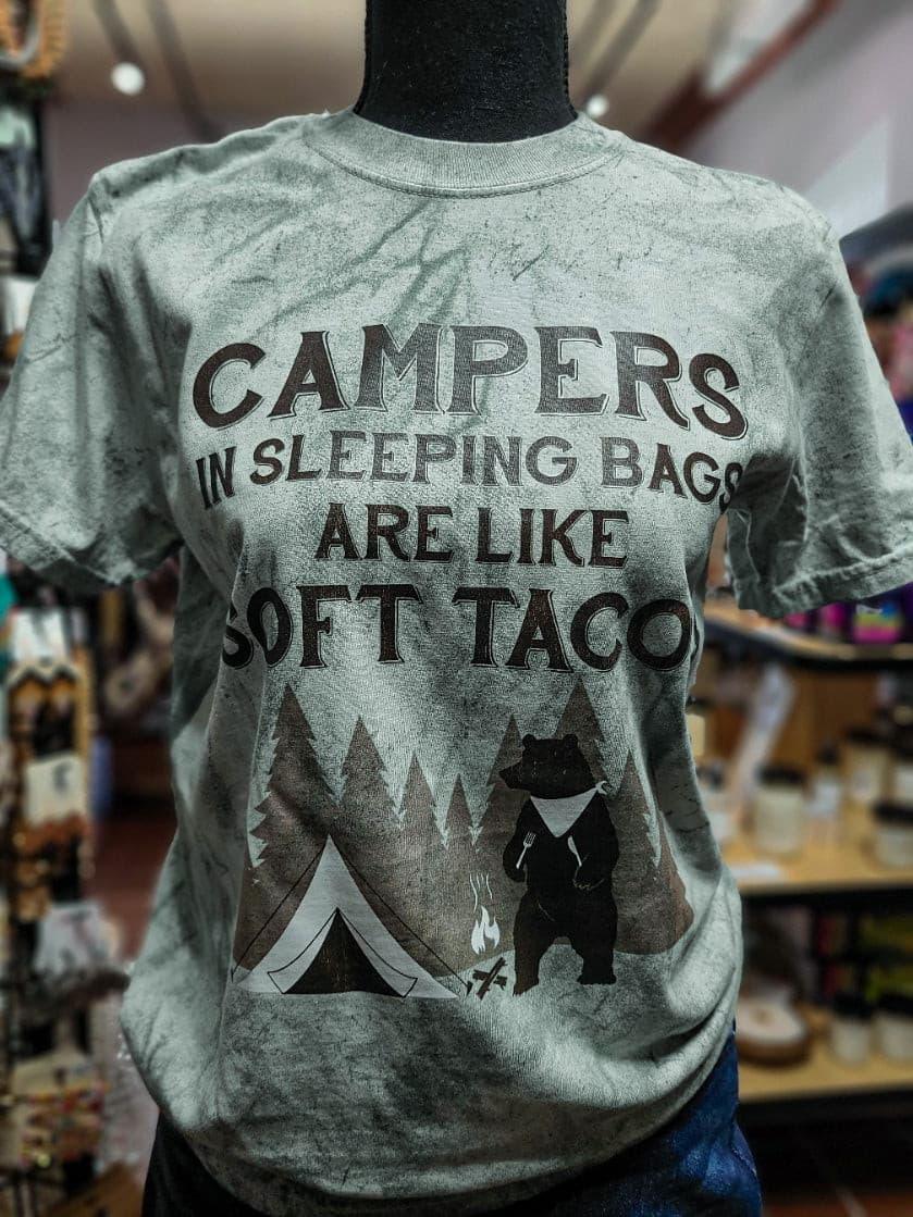 Campers in Sleeping Bags Graphic T-Shirt - Random Hippie