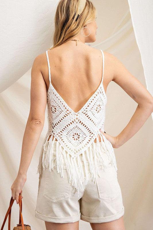 Crochet Lace Fringe Top - Random Hippie