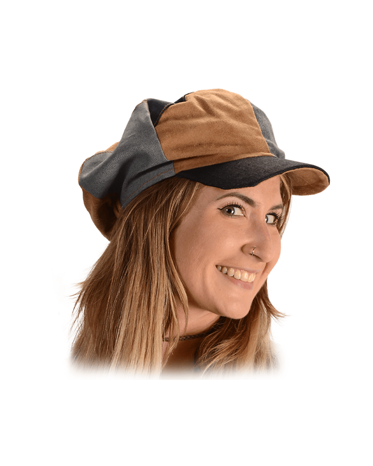 Denim &amp; Faux Suede Applejack Hat - Random Hippie