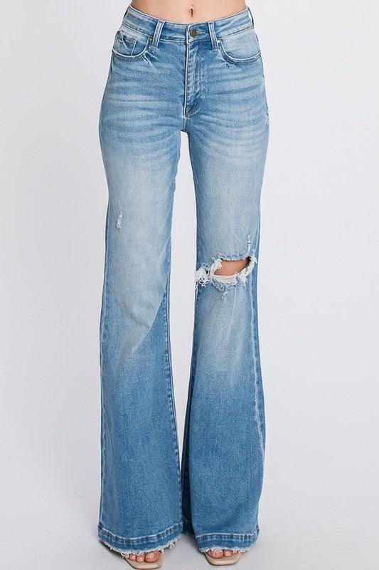 Distressed Super High-Rise Flare Jeans - Random Hippie