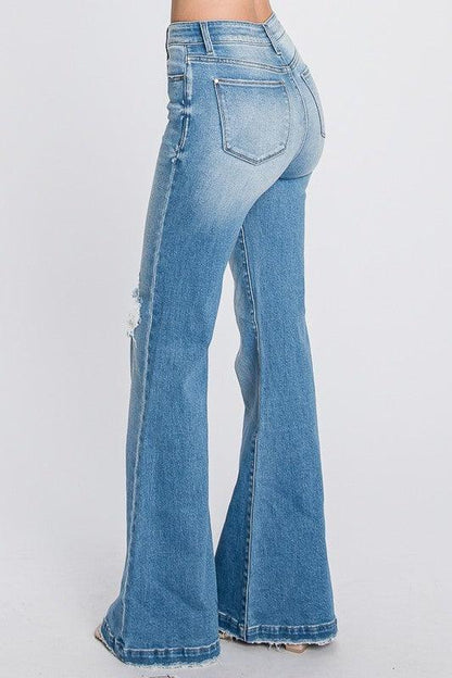 Distressed Super High-Rise Flare Jeans - Random Hippie