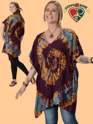 Electric Forest Tie-Dye Poncho Dress - Random Hippie