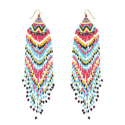 Extra Long Seed Bead Fringe Earrings - Random Hippie