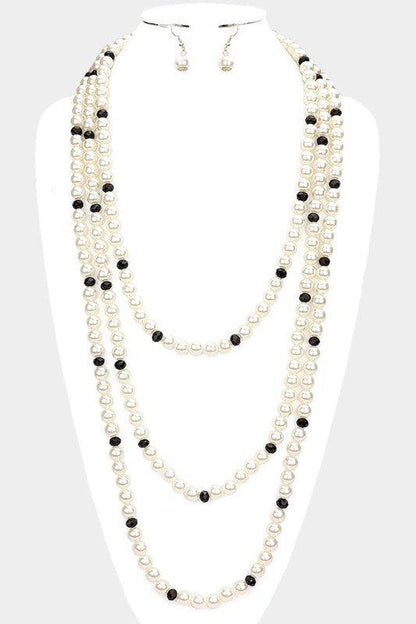 Faceted Bead and Pearl Necklace Set - Random Hippie