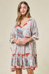 Floral Patchwork Print Tiered Mini-Dress.