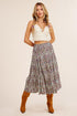 Floral Printed Tiered Midi Skirt - Random Hippie