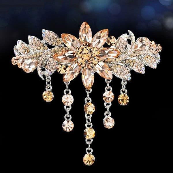 champagne rhinestone hair barrette