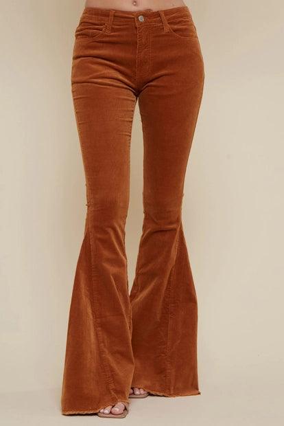 Frayed Hem Corduroy Bell Bottoms - Random Hippie