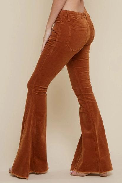 Frayed Hem Corduroy Bell Bottoms - Random Hippie