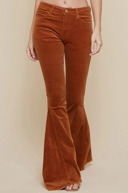 Frayed Hem Corduroy Bell Bottoms - Random Hippie