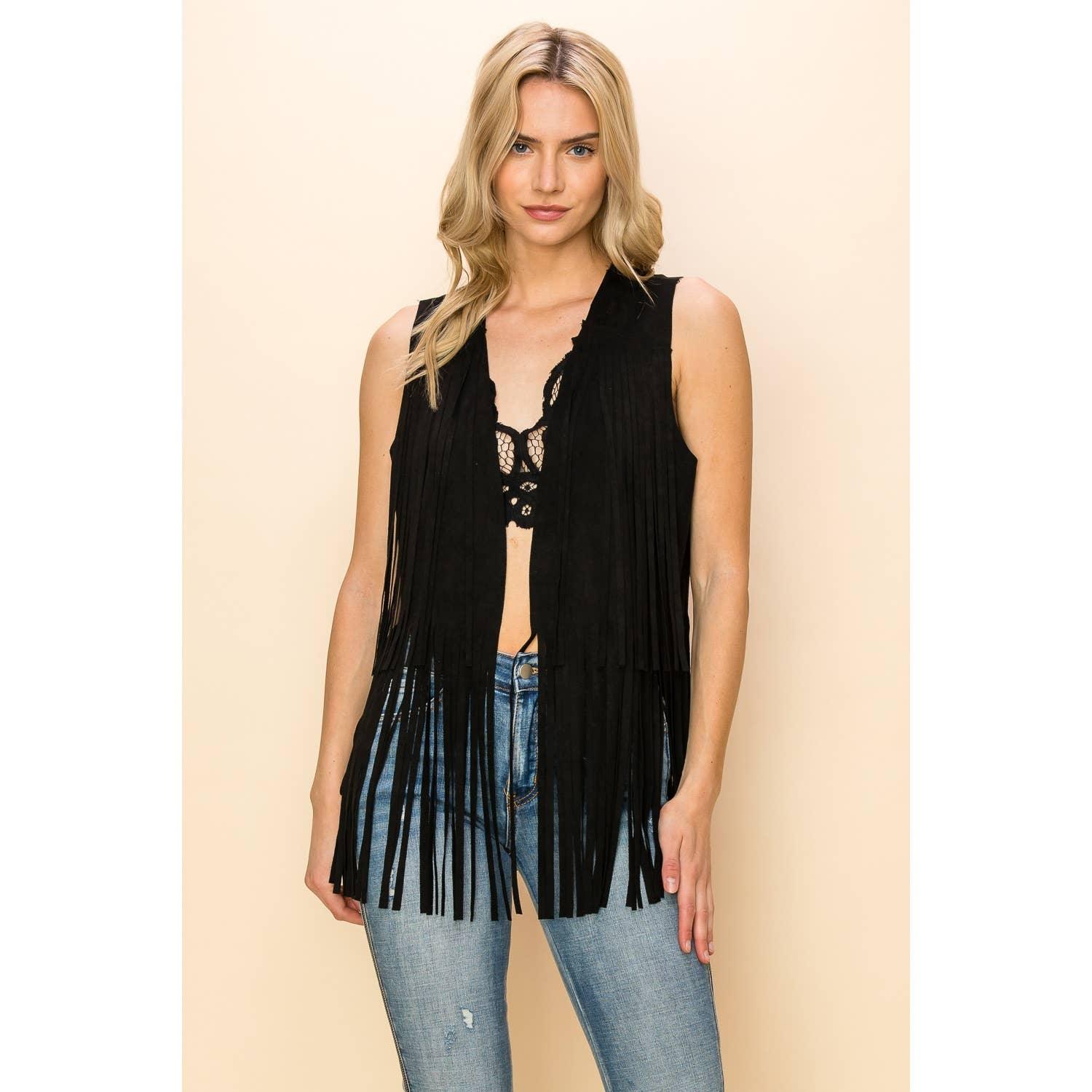 Fringe Suede Vest - Random Hippie