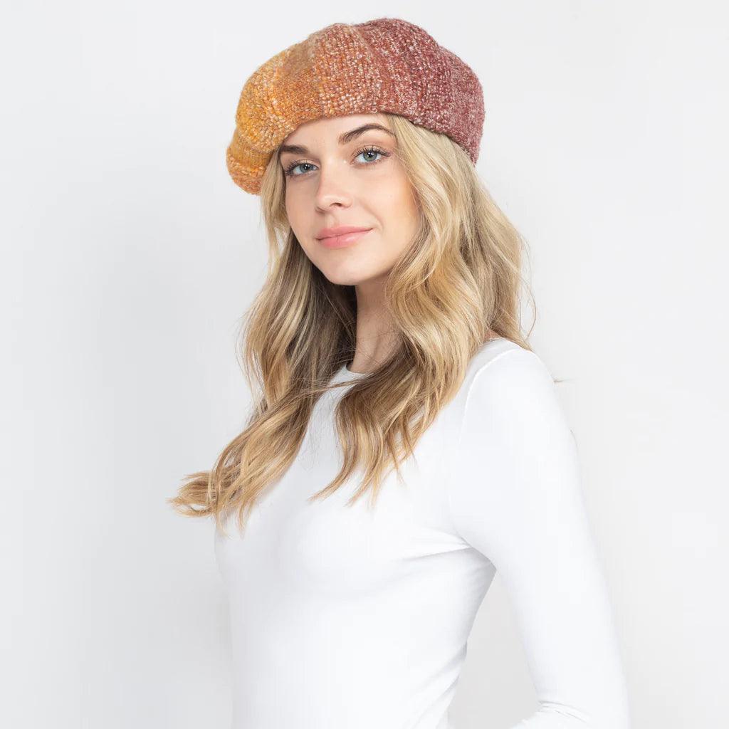 Fuzzy Knit Acrylic Beret.