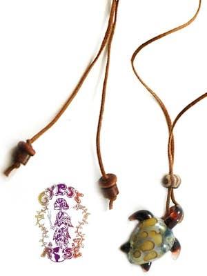 GLASS TURTLE ON CORD NECKLACE - Random Hippie