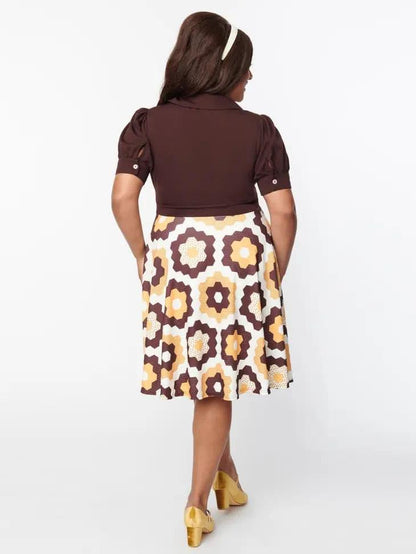 Honey Comb Pattern Flare Dress - Random Hippie