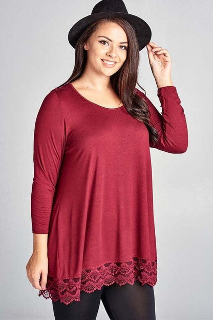 Lace Trim Jersey Tunic Plus.