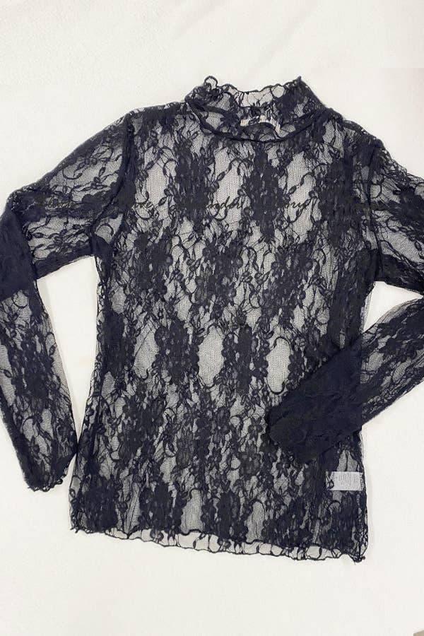 Long Sleeve Floral Lace Top - Random Hippie