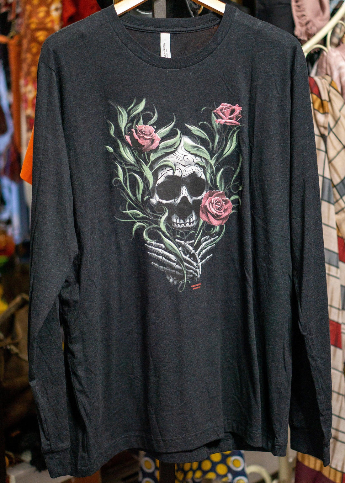 Long Sleeve Skull and Roses Shirt.