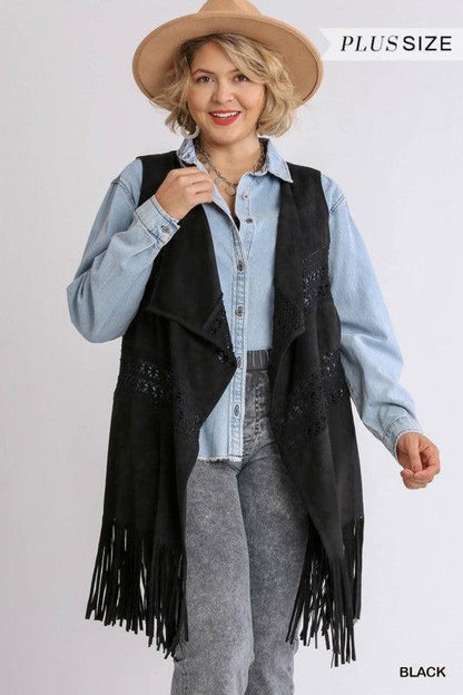 Long Suede Fringe Vest.