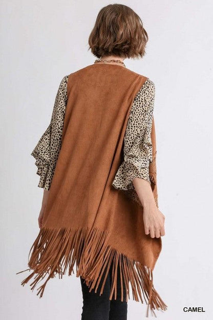 Long Suede Fringe Vest.