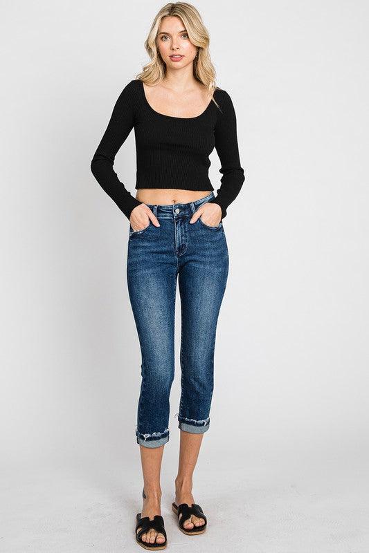 Mid-Rise Skinny Capris Jeans - Random Hippie