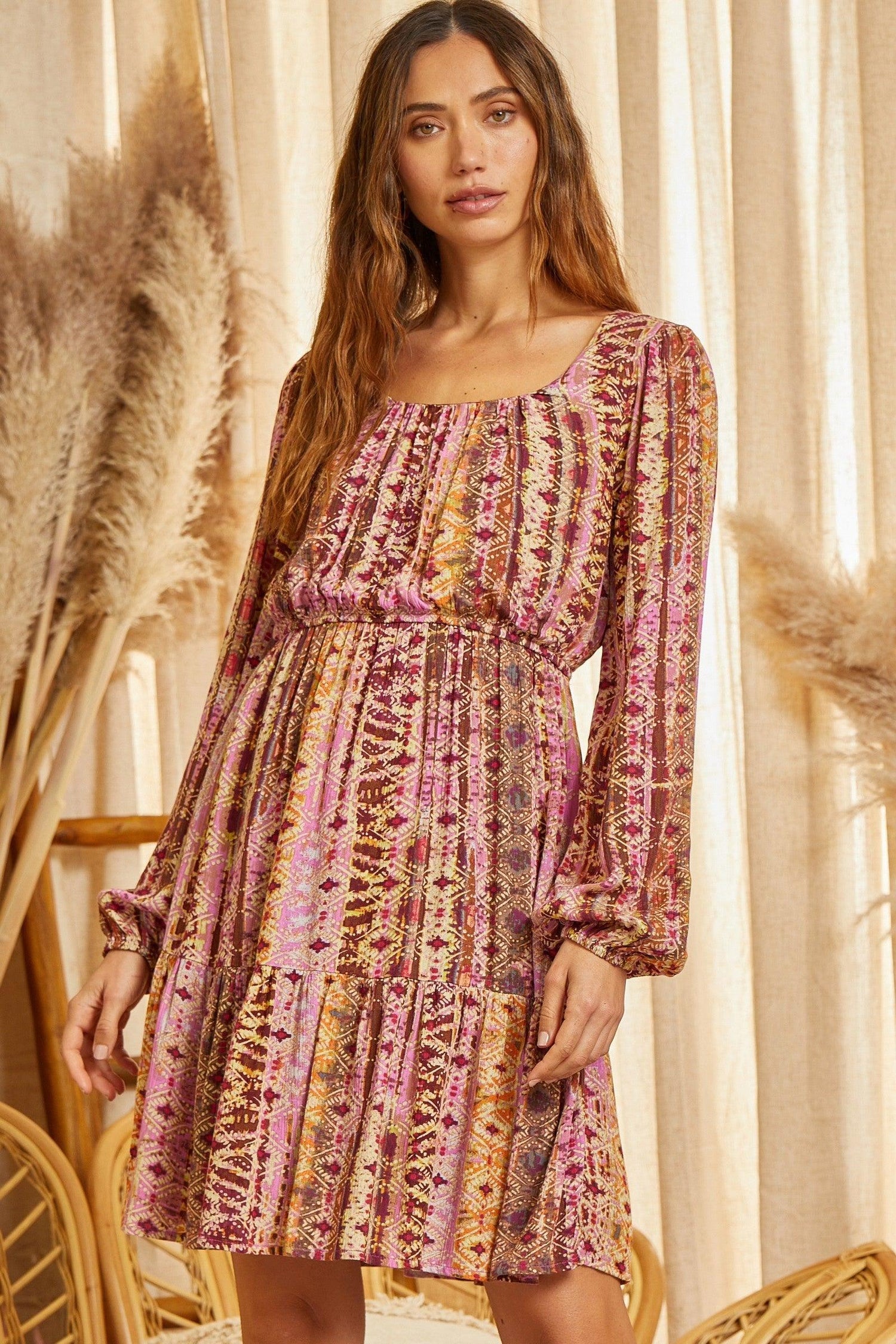 Multi Color Waistline Dress - Random Hippie