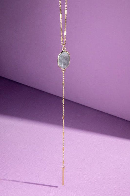 Natural Stone Lariat Necklace.