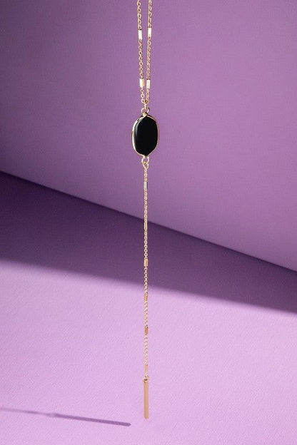 Natural Stone Lariat Necklace.