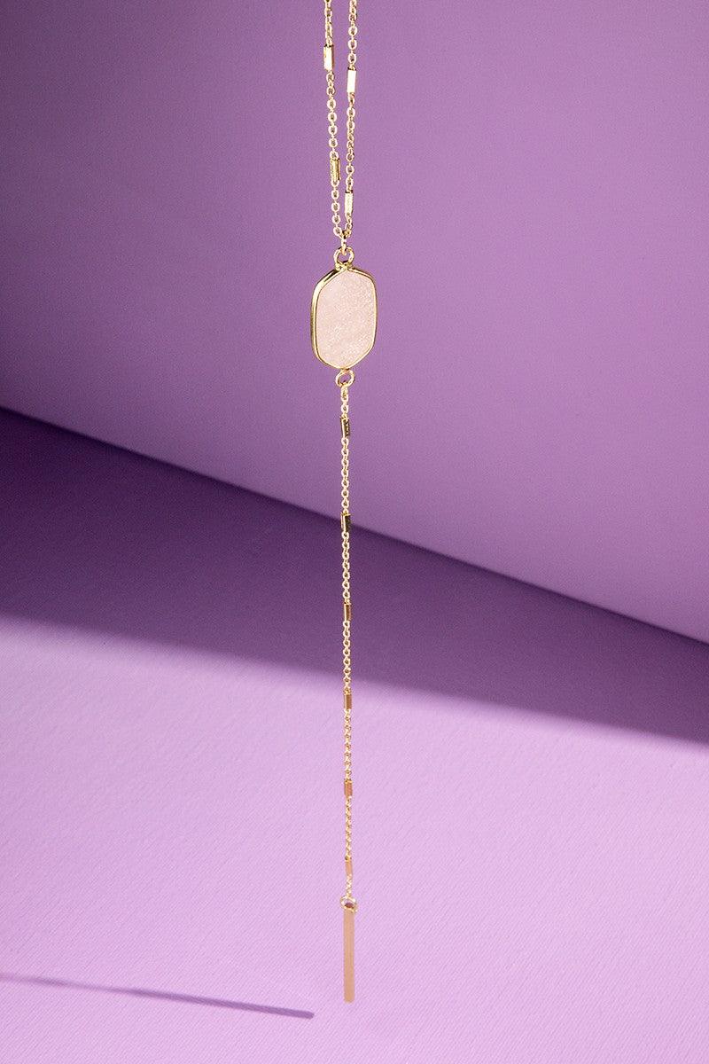 Natural Stone Lariat Necklace.